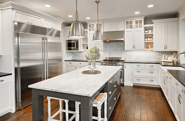 modern stainless steel kitchen appliances